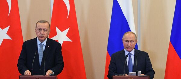 Президент РФ Владимир Путин и президент Турции Реджеп Тайип Эрдоган - 俄罗斯卫星通讯社