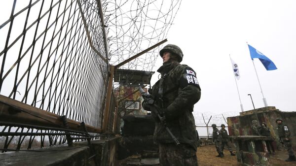 Южнокорейский солдат у границы с КНДР  - 俄羅斯衛星通訊社