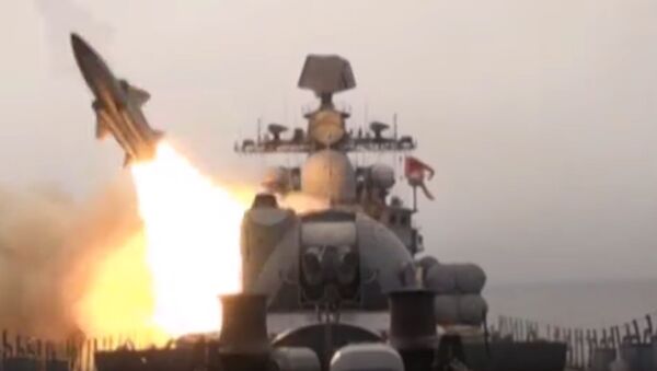 Пуск крылатых ракет «Москит» с борта эсминца «Быстрый» в Японском море - 俄羅斯衛星通訊社