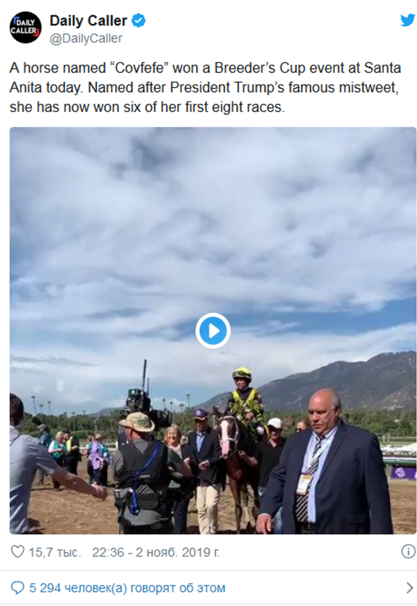 Трамп прокомментировал победу лошади Covfefe - 俄罗斯卫星通讯社