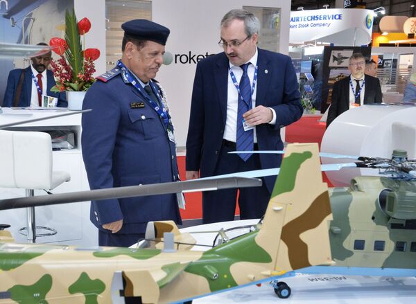 2019年迪拜航展俄罗斯国防产品出口公司展位附近的观众 - 俄罗斯卫星通讯社