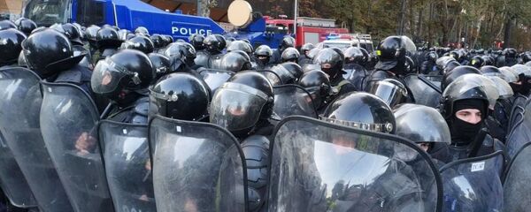 В центре Тбилиси силы спецназа начали разгон митинга. 18 ноября 2019 - 俄罗斯卫星通讯社