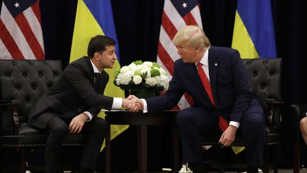 Президент Украины Владимир Зеленский на встрече с президентом США Дональдом Трампом в Нью-Йорке - 俄羅斯衛星通訊社