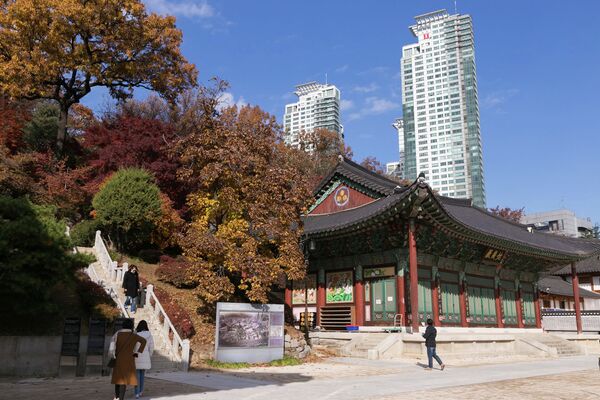 在首爾的江南區或整個首爾市內，現代化建築與古老的建築和諧共處。 - 俄羅斯衛星通訊社