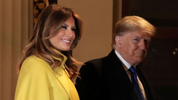 Президент США Дональдт Трамп с супругой Меланией прибывают на прием в Букингемский дворец в Лондоне - 俄羅斯衛星通訊社