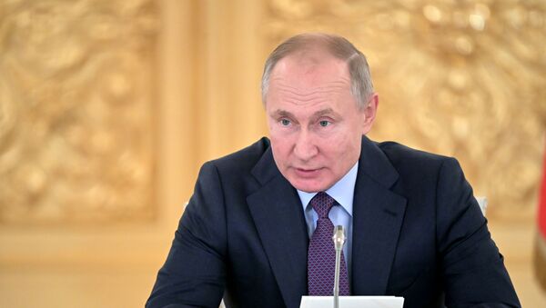 10 декабря 2019. Президент РФ Владимир Путин на заседании Совета по развитию гражданского общества и правам человека.  - 俄罗斯卫星通讯社