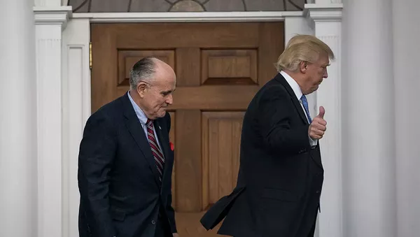 Руди Джулиани и Дональд Трамп в гольф-клубе Трампа в Бедминстере, штат Нью-Джерси Руди Джулиани и Дональд Трамп в гольф-клубе Трампа в Бедминстере, штат Нью-Джерси - 俄羅斯衛星通訊社
