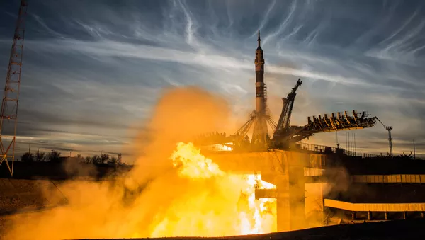 Старт ракеты-носителя Союз-ФГ с пилотируемым кораблем Союз МС-11 со стартового стола Гагаринской площадки космодрома Байконур - 俄羅斯衛星通訊社