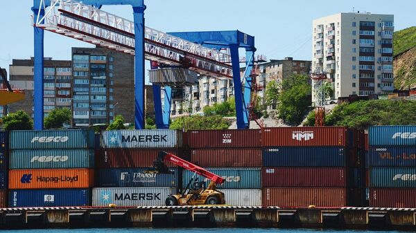 Грузовые контейнеры во Владивостокском морском торговом порту - 俄罗斯卫星通讯社
