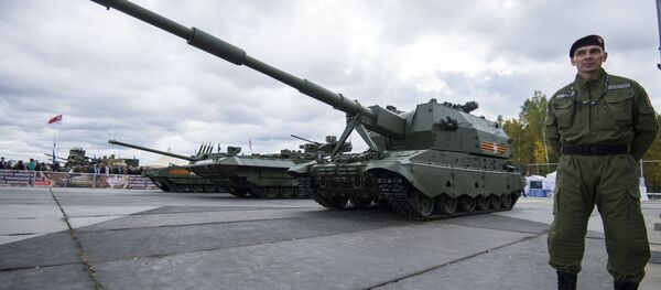 Самоходное артиллерийское орудие 2С35 на базе Т-90 Коалиция-СВ на 10-й международной выставке Russia Аrms Еxpo - 俄罗斯卫星通讯社