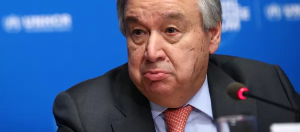 Генеральный секретарь ООН Антониу Гутерреш на пресс-конференции по итогам первого Глобального форума по вопросам беженцев в Женеве Генеральный секретарь ООН Антониу Гутерреш на пресс-конференции по итогам первого Глобального форума по вопросам беженцев в Женеве - 俄羅斯衛星通訊社