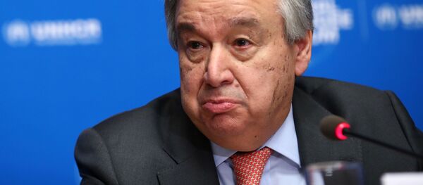 Генеральный секретарь ООН Антониу Гутерреш на пресс-конференции по итогам первого Глобального форума по вопросам беженцев в Женеве - 俄羅斯衛星通訊社