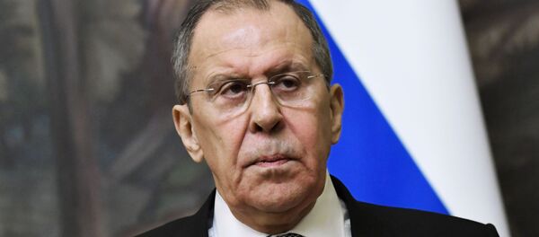 Министр иностранных дел РФ Сергей Лавров во время пресс-конференции по итогам встречи с министром иностранных дел Японии Тосимицу Мотэги в Москве.  - 俄羅斯衛星通訊社