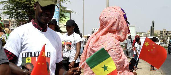 Senegalese hold Chinese and Senegalese flags - 俄罗斯卫星通讯社