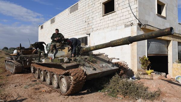 Техника сирийских солдат в окрестностях освобожденного от боевиков города Джарджаназ в сирийской провинции Идлиб. - 俄羅斯衛星通訊社