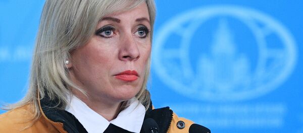 Официальный представитель Министерства иностранных дел России Мария Захарова во время брифинга в Москве - 俄罗斯卫星通讯社