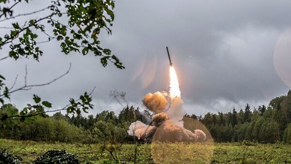This undated file photo provided Tuesday, Sept. 19, 2017, by Russian Defense Ministry official web site shows a Russian Iskander-K missile launched during a military exercise at a training ground at the Luzhsky Range, near St. Petersburg, Russia. President Vladimir Putin rejected the U.S. claim that Russia violated the 1987 Intermediate-Range Nuclear Forces Treaty by developing a new cruise missile, saying that Russia has other weapons that can do the job.  - 俄羅斯衛星通訊社