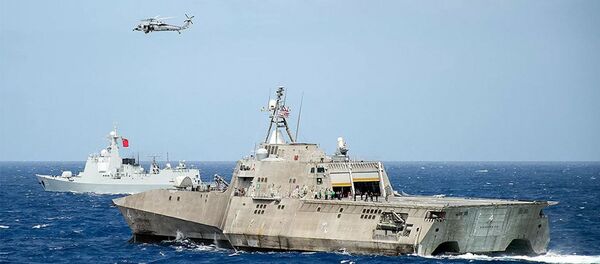 Корабль ВМС США LCS Coronado во время учений стран Азиатско-Тихоокеанского региона в Тихом океане. - 俄罗斯卫星通讯社