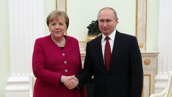 Встреча президента РФ В. Путина с канцлером Германии А. Меркель - 俄罗斯卫星通讯社