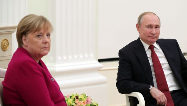 Встреча президента РФ В. Путина с канцлером Германии А. Меркель - 俄羅斯衛星通訊社