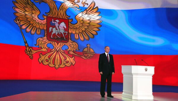 Президент РФ Владимир Путин перед выступлением с ежегодным посланием Федеральному Собранию - 俄羅斯衛星通訊社