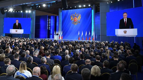 Президент России Владимир Путин выступает с ежегодным посланием Федеральному Собранию - 俄罗斯卫星通讯社