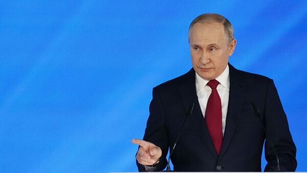 Президент России Владимир Путин выступает с ежегодным посланием Федеральному Собранию - 俄羅斯衛星通訊社