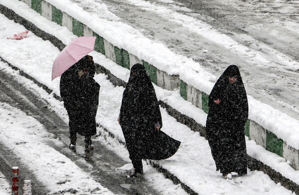 下雪时的德黑兰女子 - 俄罗斯卫星通讯社