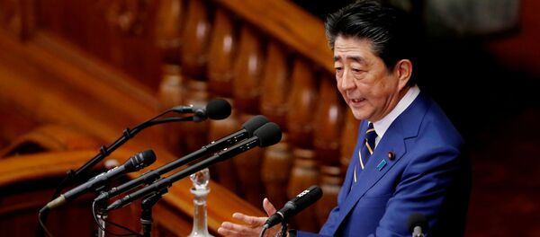 Премьер-министр Японии Синдзо Абэ во время выступления в парламенте в Токио, Япония Премьер-министр Японии Синдзо Абэ во время выступления в парламенте в Токио, Япония - 俄羅斯衛星通訊社