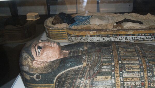 2600-летняя мумия Такабути и ее саркофаг, хранящиеся в музее Ольстера в Белфасте - 俄羅斯衛星通訊社