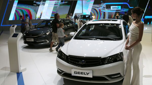 Стенд компании Geely (Китай) на Московском международном автомобильном салоне - 俄罗斯卫星通讯社