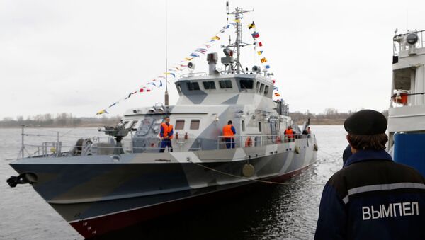 Спуск на воду противодиверсионного катера Грачонок в Рыбинске - 俄罗斯卫星通讯社