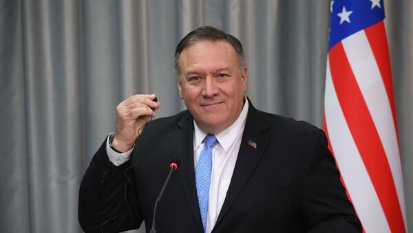  Госсекретарь США Майк Помпео во время пресс-конференции с министром иностранных дел Белоруссии  - 俄羅斯衛星通訊社