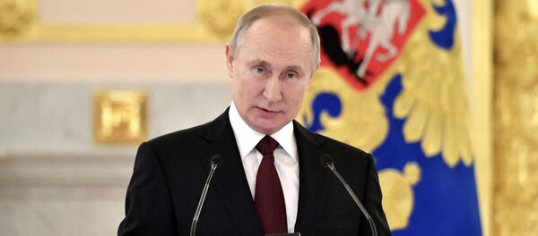 5 февраля 2020. Президент РФ Владимир Путин выступает на церемонии вручения верительных грамот 5 февраля 2020. Президент РФ Владимир Путин выступает на церемонии вручения верительных грамот - 俄罗斯卫星通讯社