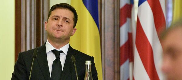 Президент Украины Владимир Зеленский на пресс-конференции по итогам встречи с госсекретарем США Майком Помпео в Киеве - 俄罗斯卫星通讯社