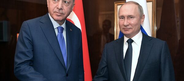 Президент РФ Владимир Путин и президент Турции Реджеп Тайип Эрдоган на Международной конференции по Ливии в Берлине - 俄罗斯卫星通讯社