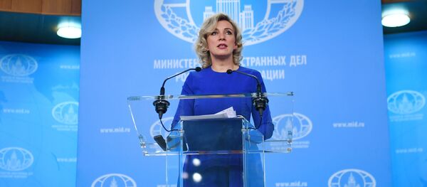 Официальный представитель Министерства иностранных дел России Мария Захарова во время брифинга в Москве - 俄罗斯卫星通讯社