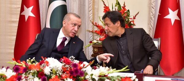 Президент Турции Реджеп Тайип Эрдоган и премьер-министр Пакистана Иран Хан во время встречи - 俄羅斯衛星通訊社