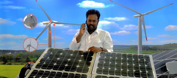 Мобильная солнечная панель на энергетической выставке в Индии. - 俄罗斯卫星通讯社