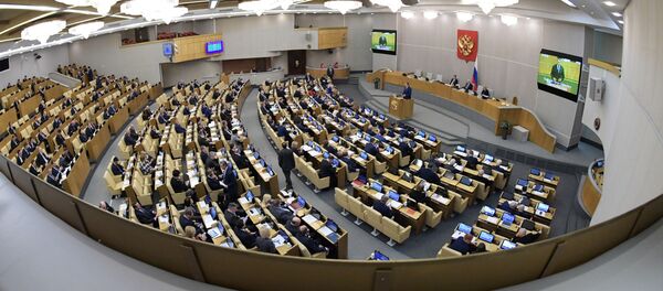 Депутаты на пленарном заседании Государственной Думы РФ - 俄罗斯卫星通讯社