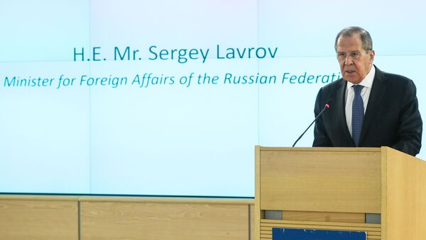 Министр иностранных дел РФ Сергей Лавров на Конференции по разоружению 2020 в рамках сегмента высокого уровня 43-й сессии Совета ООН по правам человека - 俄羅斯衛星通訊社