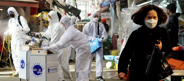 Дезинфекция рынка в Сеуле Дезинфекция рынка в Сеуле - 俄罗斯卫星通讯社