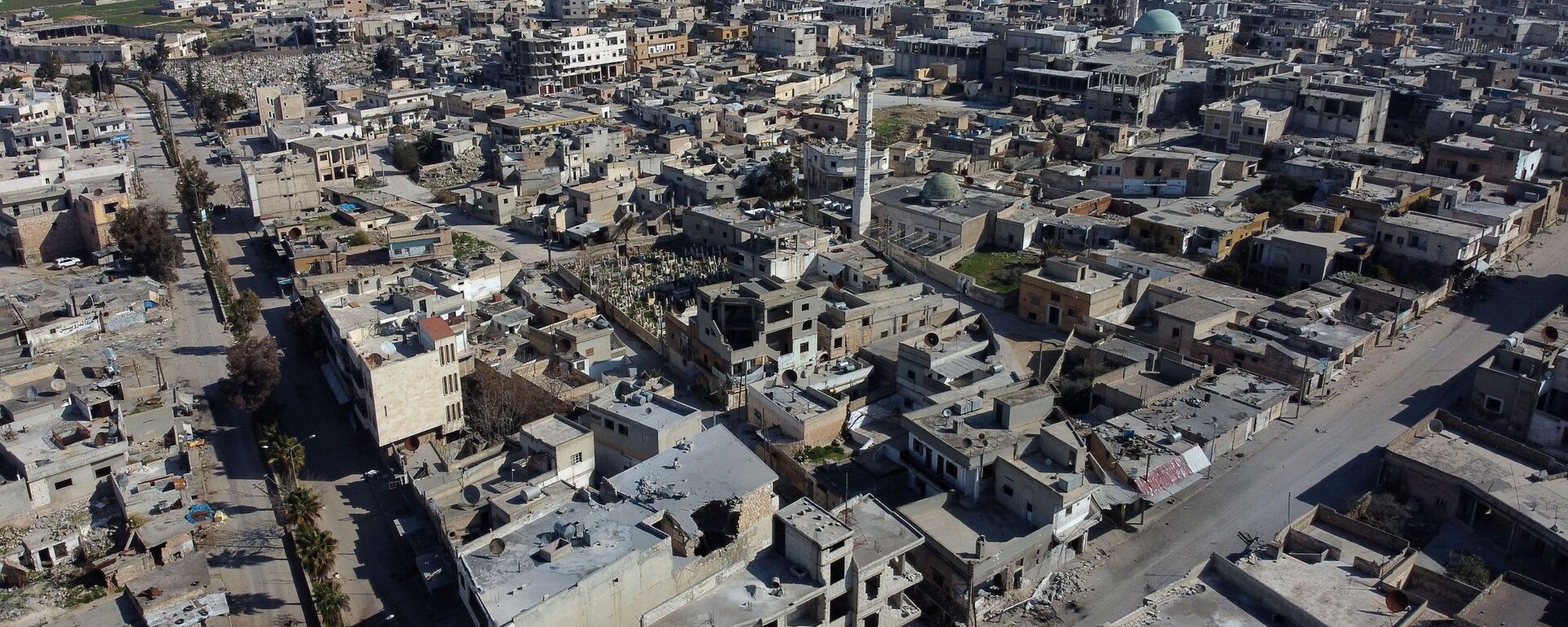 Вид сверху на сирийский город Серакиб в провинции Идлиб - 俄羅斯衛星通訊社, 1920, 28.02.2020