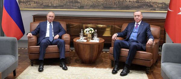 8 января 2020. Президент РФ Владимир Путин и президент Турции Реджеп Тайип Эрдоган - 俄罗斯卫星通讯社