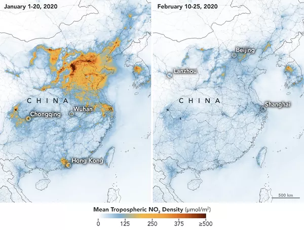 NASA：中國空氣污染水平因新冠病毒而降低