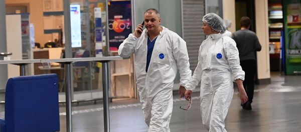 Сотрудники международного аэропорта Шереметьево имени А. С. Пушкина в терминале F - 俄羅斯衛星通訊社