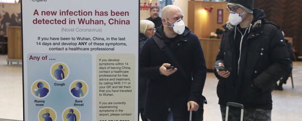 Пассажиры в защитных масках в аэропорт Хитроу в Лондоне - 俄羅斯衛星通訊社