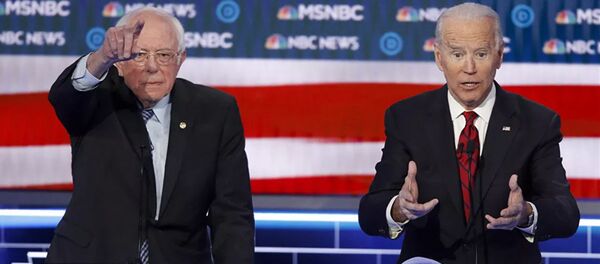 Кандидаты в президенты США Джо Байден и Берни Сандерс Кандидаты в президенты США Джо Байден и Берни Сандерс - 俄罗斯卫星通讯社