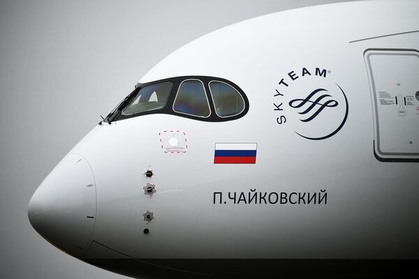 俄航展示带包厢式公务舱的新型空客A350客机 - 俄罗斯卫星通讯社