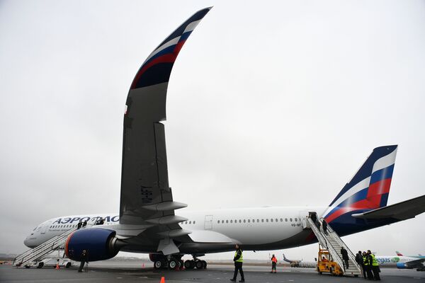 俄航展示帶包廂式公務艙的新型空客A350客機 - 俄羅斯衛星通訊社